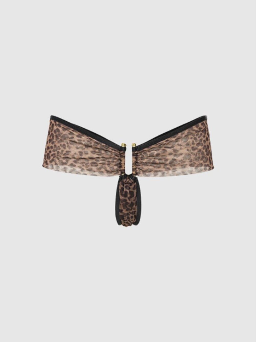 Frederick's of Hollywood Alanza Ultra Fine Mesh Hardware Thong-Leopard-NWT
